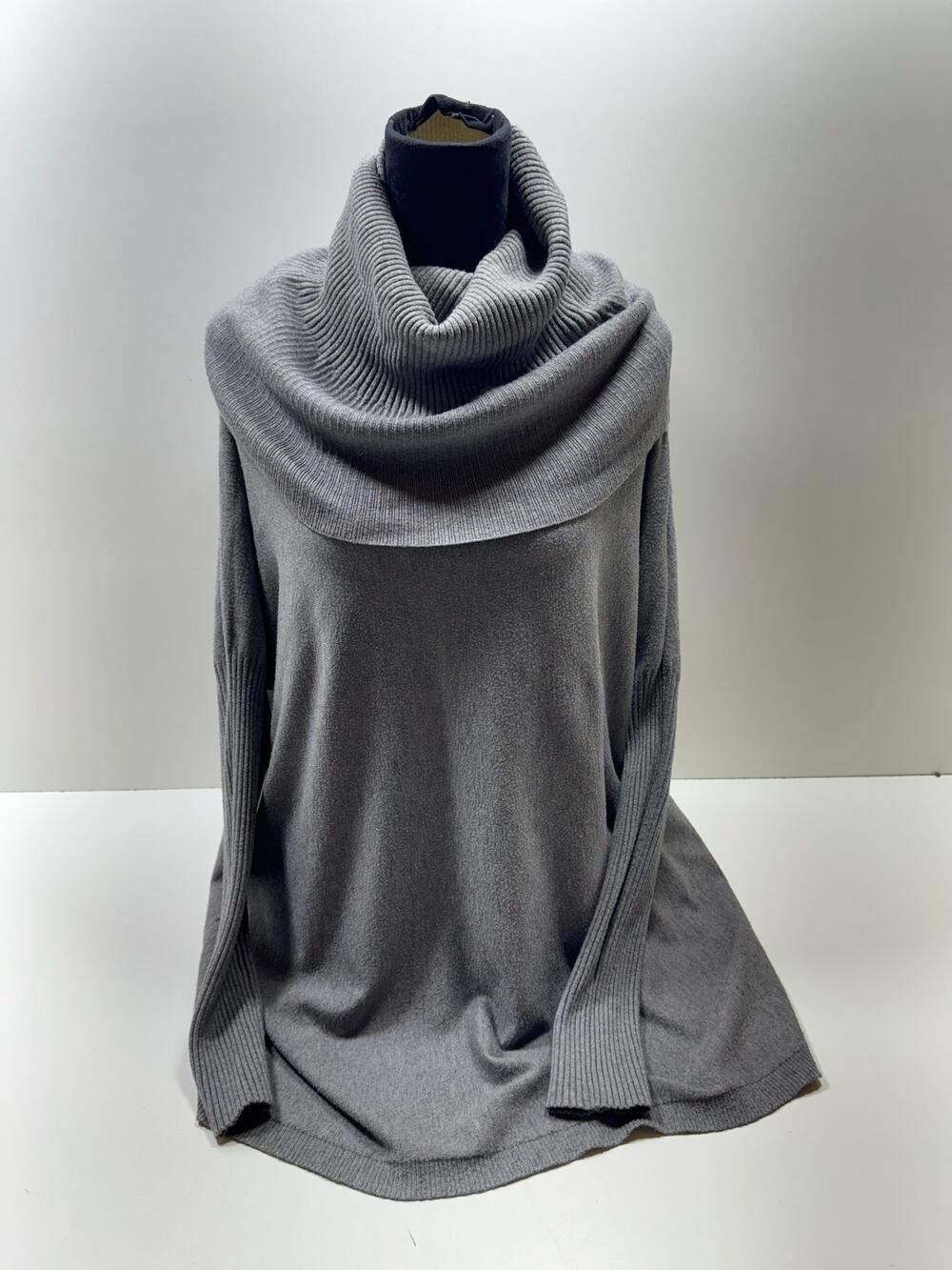 Dreamers Women’s Chunky Sweater Cowl Neck Dolman Sleeve Gray Sz M/L Lagenlook